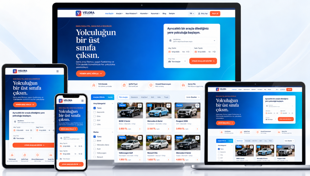 VELORA – Araç Kiralama Web Tasarımım