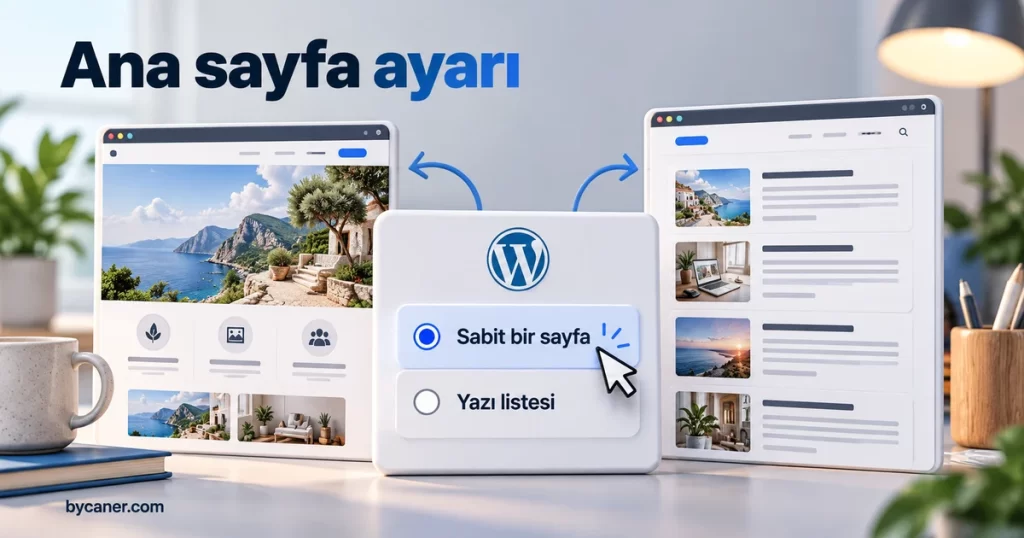 Sabit ana sayfa ile yazı listesini ayıran ayar seçenekleri.